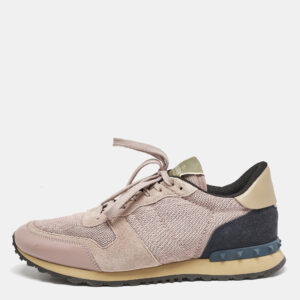 Valentino Multicolor Leather and Suede Rockrunner Sneakers Size 45