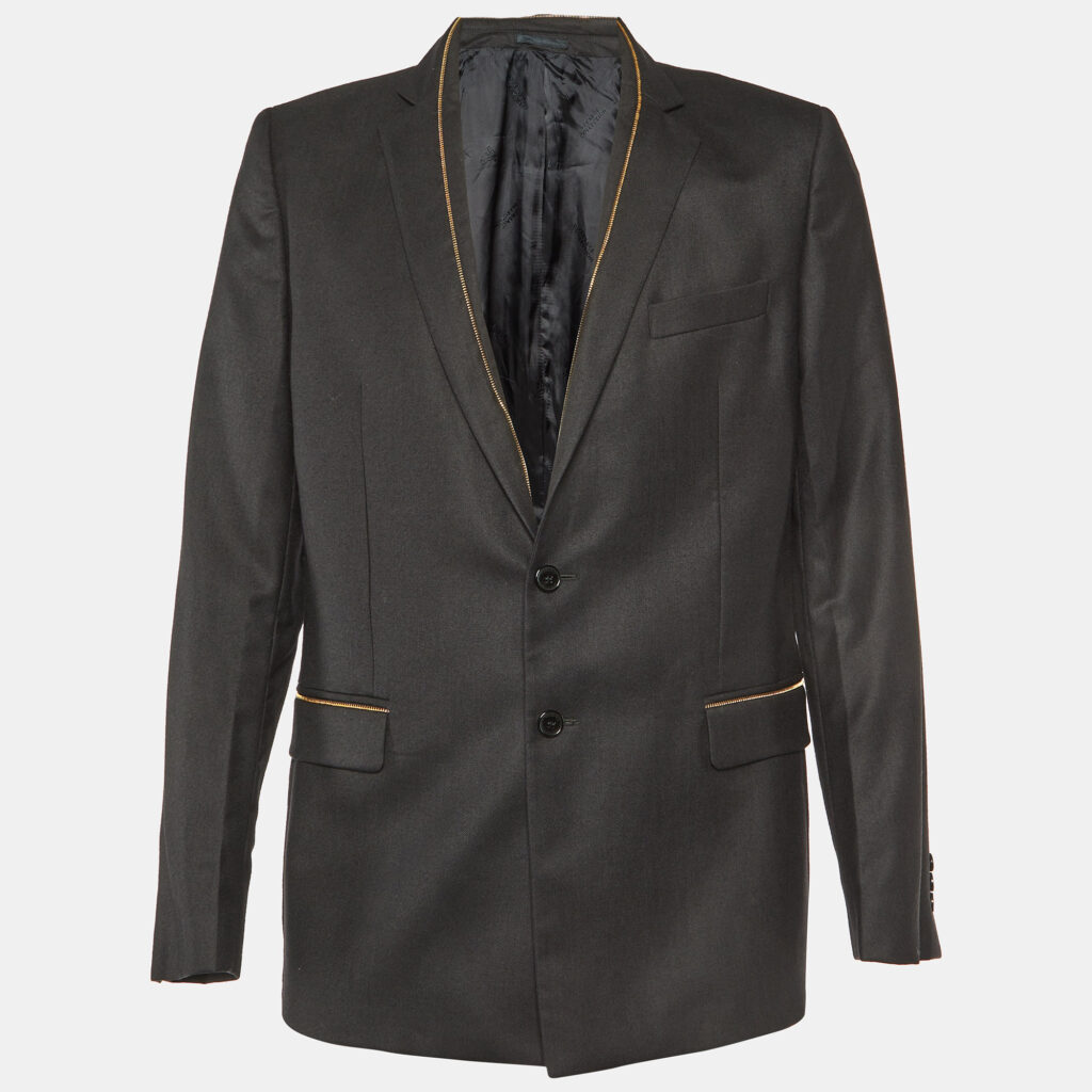 luxury-men-versace-collection-used-clothes-p1086978-002 Versace Collection Black Wool Zip Detailed Blazer XL