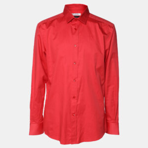 Versace Collection Red Cotton Button Front Shirt XL