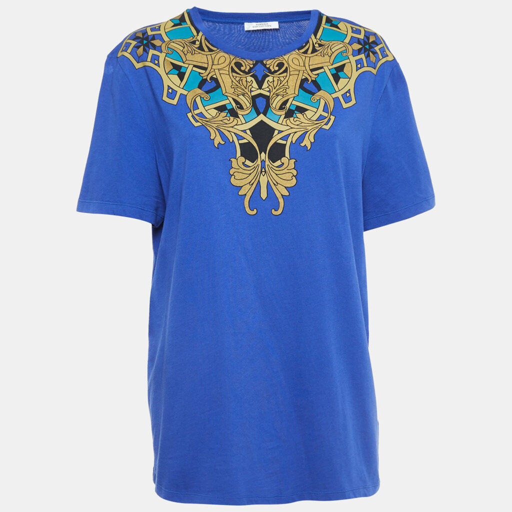 luxury-men-versace-collection-used-clothes-p915213-003 Versace Collection Blue Printed Cotton T-Shirt L