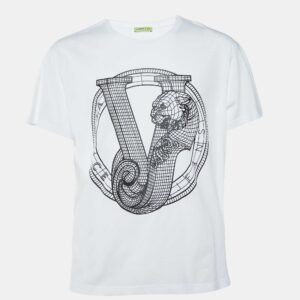 Versace Jeans White Logo Rubber Print Cotton T-Shirt XXXL