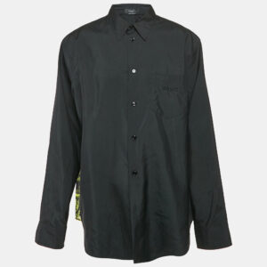 Versace Black Silk Blend and Printed Mesh Button Front Shirt 4XL
