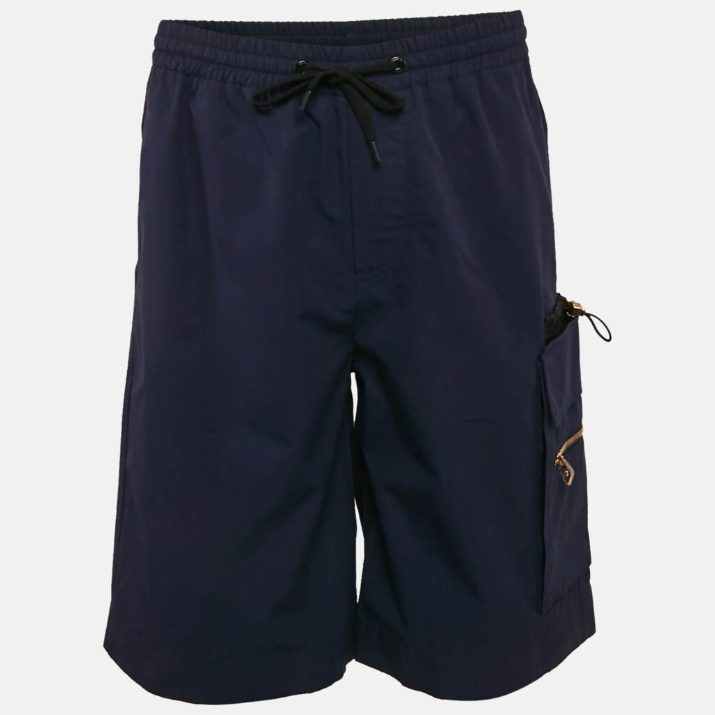 Versace Navy Blue Cotton Poplin Pocket Detail Shorts S
