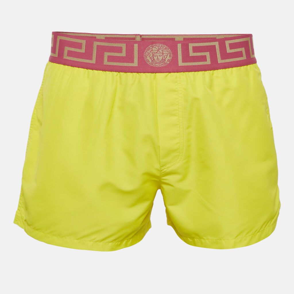 luxury-men-versace-new-clothes-p1144558-007 Versace Yellow/Pink Greca Border Synthetic Swim Shorts M