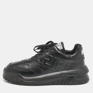 Versace Black Leather Odissea Sneakers Size 46