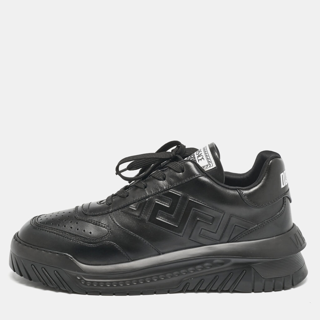luxury-men-versace-new-shoes-p1125209-004 Versace Black Leather Odissea Sneakers Size 46