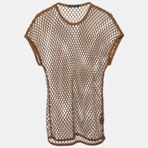 Versace Brown Mesh Crew Neck T-Shirt S