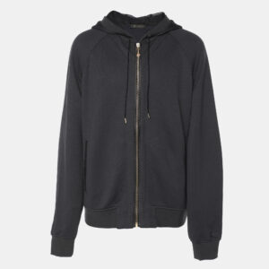 Versace Blue Knit Medusa Patch Detail Hooded Jacket XXL