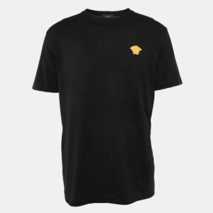 Versace Black Medusa Applique Jersey Crewneck Shirt XXL