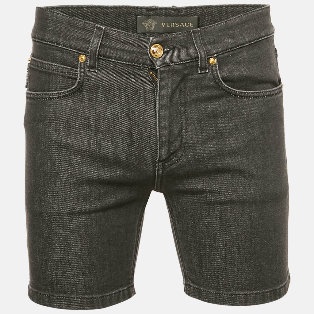 luxury-men-versace-used-clothes-p1149073-005 Versace Black Denim Shorts S (Waist 31")