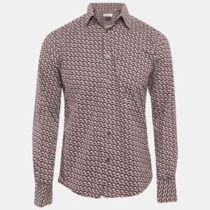 Versace Collection Purple Geometric Print Cotton Shirt M