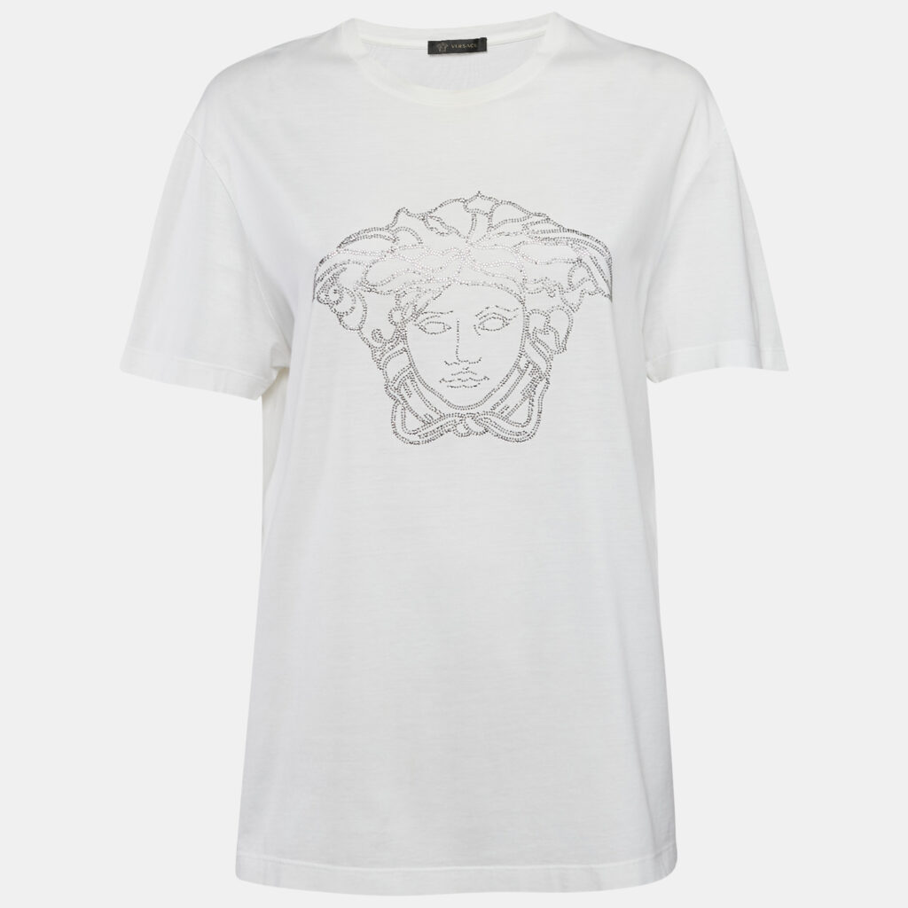 luxury-men-versace-used-clothes-p1169946-002 Versace Whte Medusa Embellished Jersey Crewneck T-Shirt