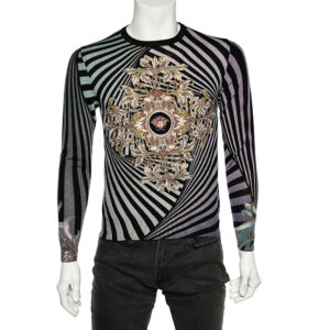 Versace Multicolor Printed Wool & Silk Knit Sweater M