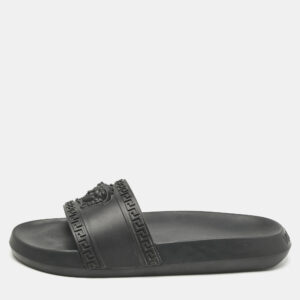 Versace Black Rubber La Medusa Pool Slides Size 43