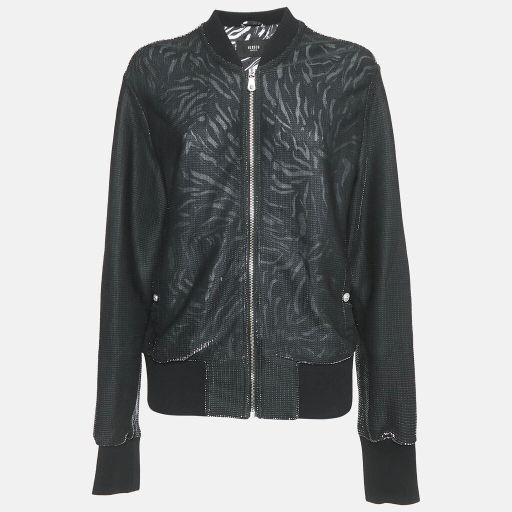 luxury-men-versus-versace-used-clothes-p1145420-006 Versus Versace Black Mesh Zip-Up Jacket L