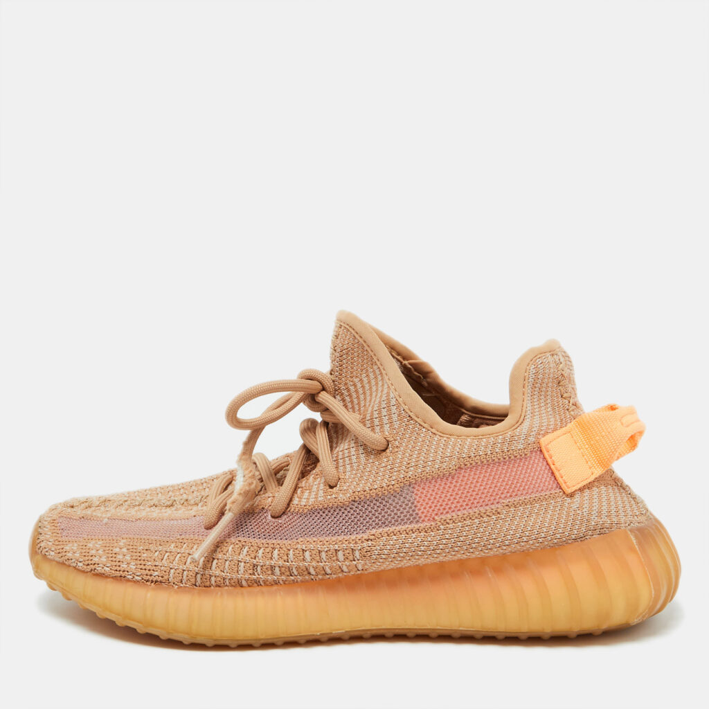 luxury-men-yeezy-x-adidas-used-shoes-p1073805-001 Yeezy x Adidas Orange Knit Fabric Boost 350 V2 Clay Sneakers Size 39 1/3