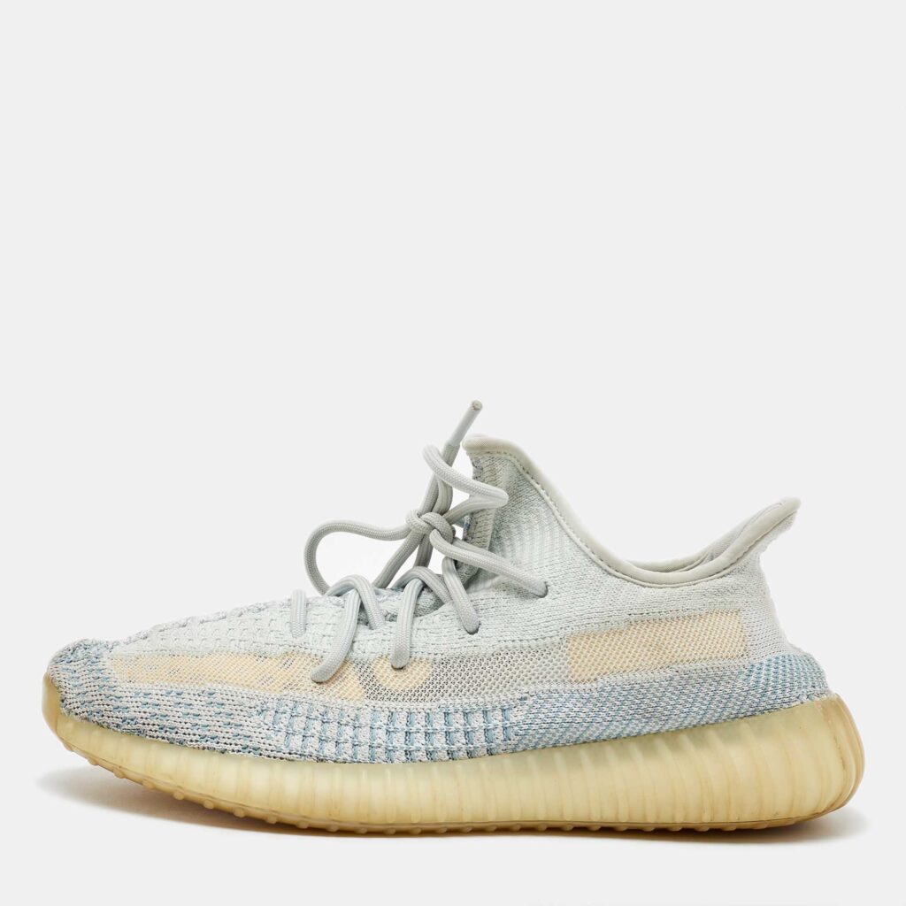 luxury-men-yeezy-x-adidas-used-shoes-p1101948-003 Yeezy x Adidas Green/White Knit Fabric Boost 350 V2 Cloud White Non-Reflective Sneakers 41 1/2