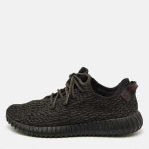 Yeezy x Adidas Black Knit Fabric Boost 350 Pirate Black Sneakers Size 46