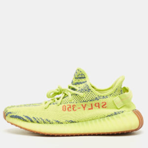Yeezy x Adidas Neon Yellow Knit Fabric Boost 350 V2 Semi Frozen Yellow Sneakers Size 44