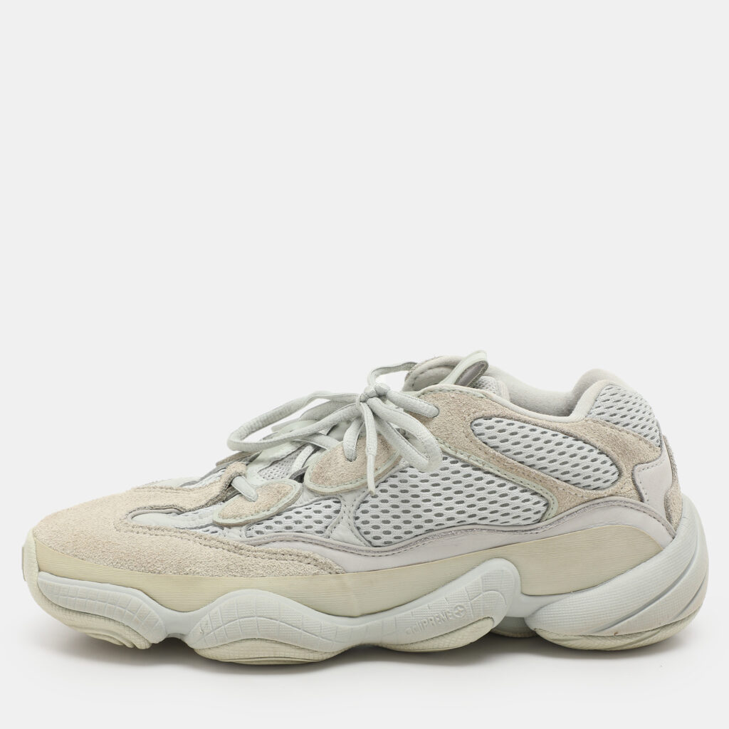 luxury-men-yeezy-x-adidas-used-shoes-p1112795-001 Yeezy x Adidas Grey Leather and Mesh Yeezy 500 "Salt" Low Top Sneakers Size 40
