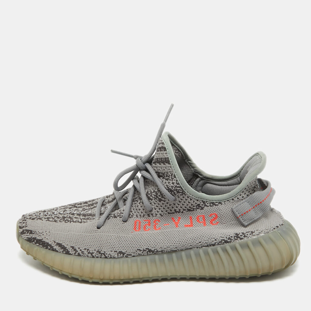 luxury-men-yeezy-x-adidas-used-shoes-p1112922-001 Yeezy x Adidas Grey Knit Fabric Boost 350 V2 Beluga 2.0 Sneakers Size 44