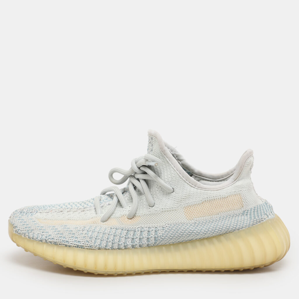 luxury-men-yeezy-x-adidas-used-shoes-p1127688-001 Yeezy x Adidas Blue Knit Fabric Boost 350 V2 'Cloud White' Low Top Sneakers Size 38 2/3