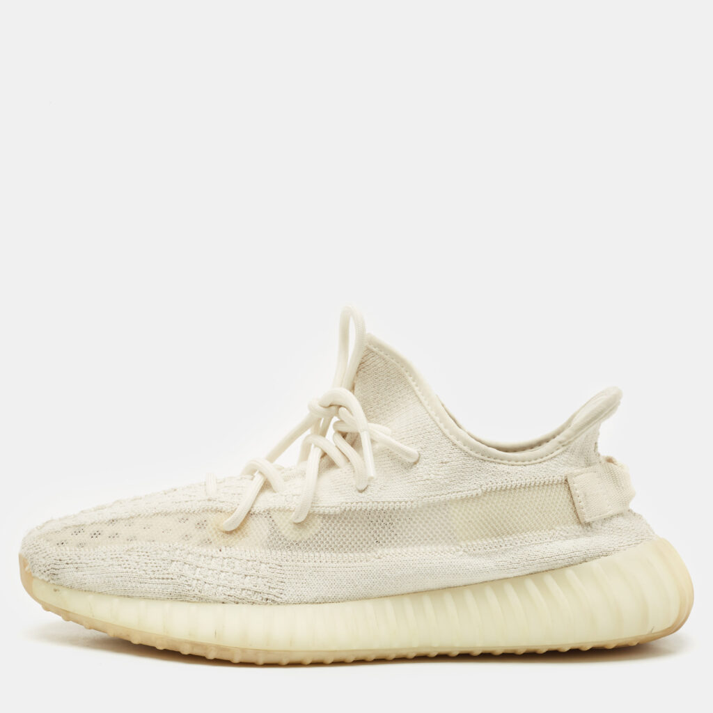 luxury-men-yeezy-x-adidas-used-shoes-p1155075-003 Yeezy x Adidas Off White Knit Fabric Boost 350 V2 Bone Sneakers Size 43 1/3