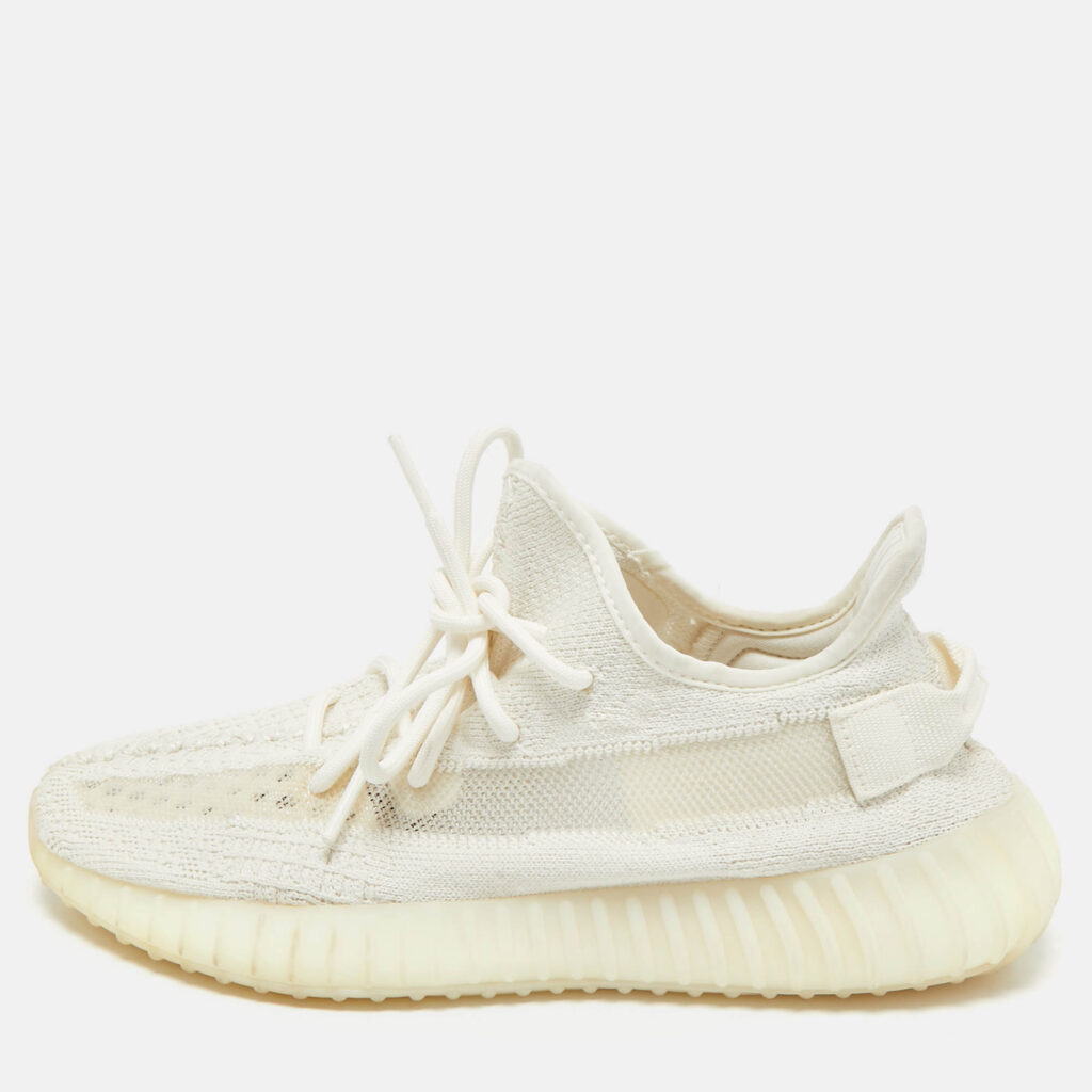 luxury-men-yeezy-x-adidas-used-shoes-p1159798-010 Yeezy x Adidas White Knit Fabric Boost 350 V2 White Sneakers Size 41 1/3