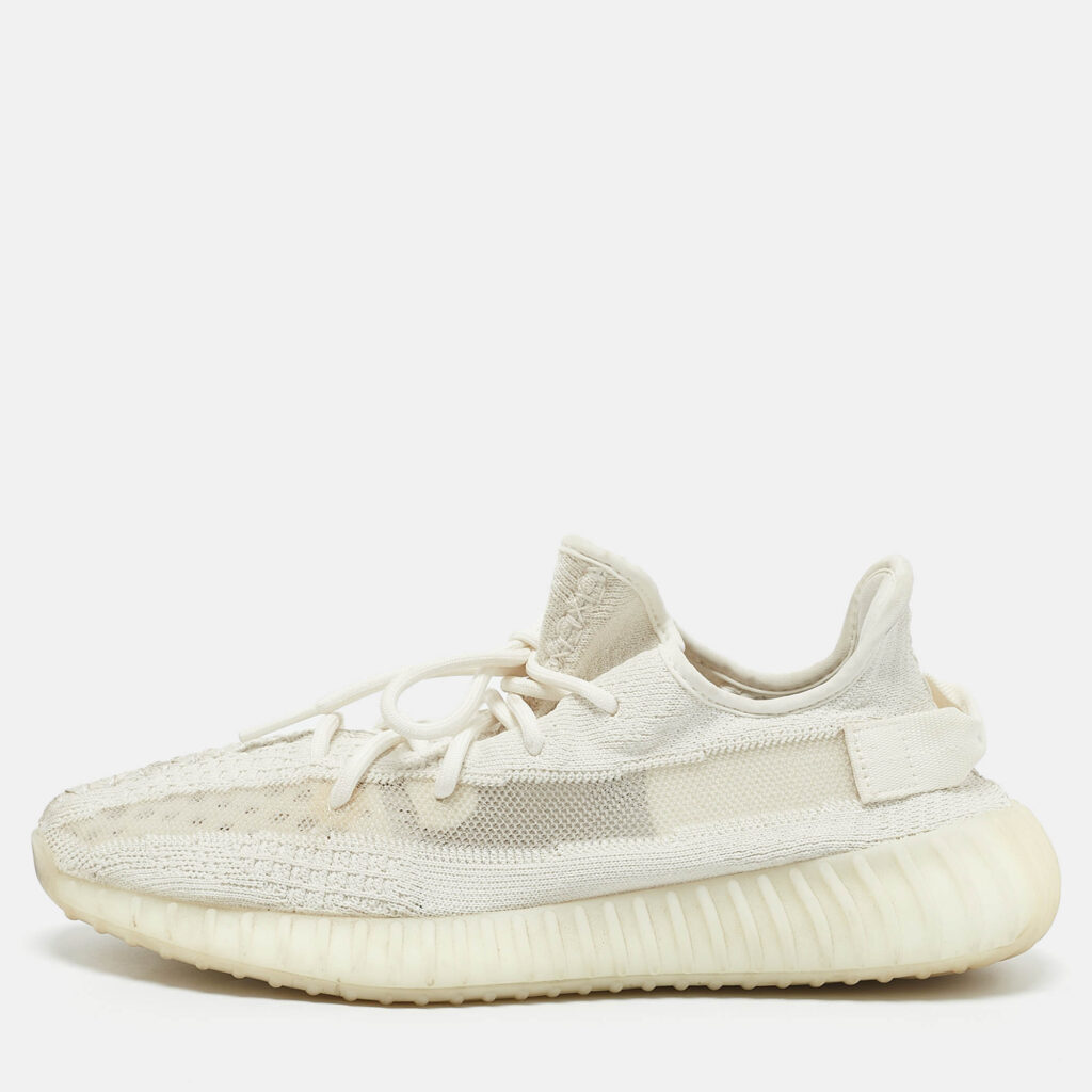 luxury-men-yeezy-x-adidas-used-shoes-p1160155-010 Yeezy x Adidas Off White Knit Fabric Boost 350 V2 Bone Sneakers Size 44 1/3