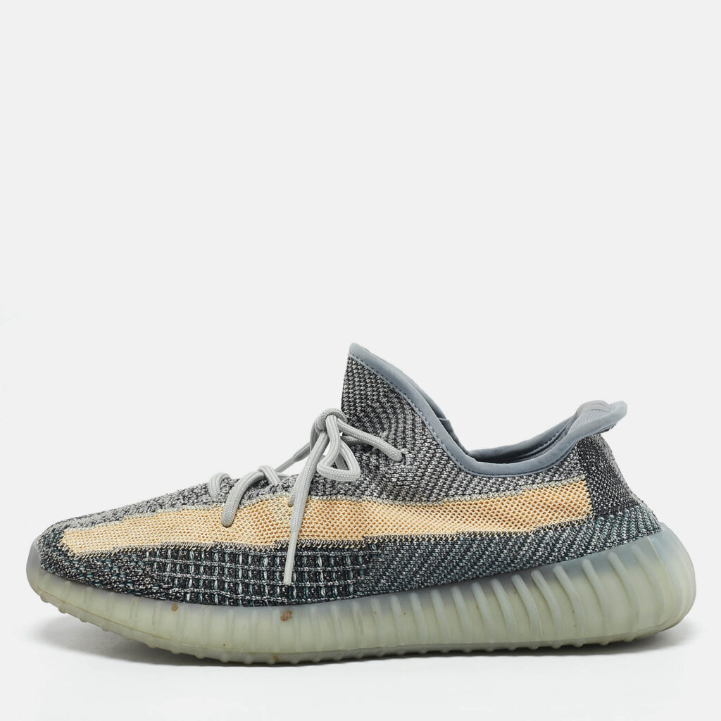 luxury-men-yeezy-x-adidas-used-shoes-p1160172-010 Adidas x Yeezy Boost 350 V2 Ash Blue/Grey Knit Fabric Lace Up Sneakers Size 44 2/3