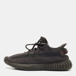 Yeezy x Adidas Black Knit Fabric Boost 350 V2 Black Cinder Low Top Sneakers Size 44 1/3