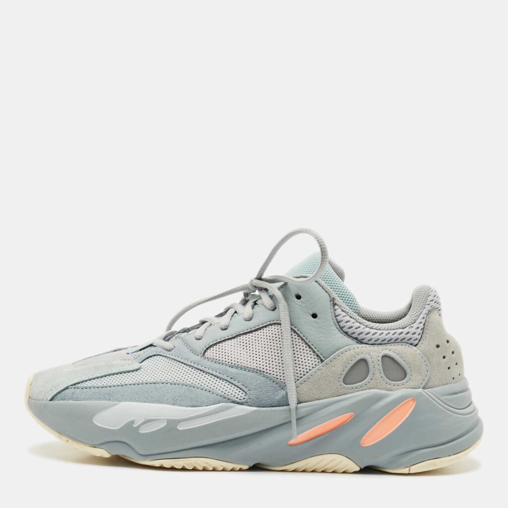 luxury-men-yeezy-x-adidas-used-shoes-p1161497-003.jpg Yeezy x Adidas Grey/Blue Suede and Mesh Boost 700 Inertia Sneakers Size 44