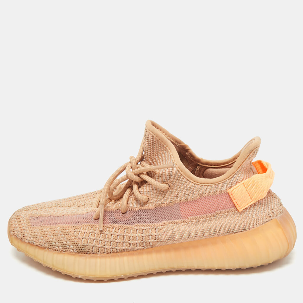 luxury-men-yeezy-x-adidas-used-shoes-p1165149-001 Yeezy x Adidas Orange Knit Fabric Boost 350 V2 Clay Sneakers Size 42 2/3