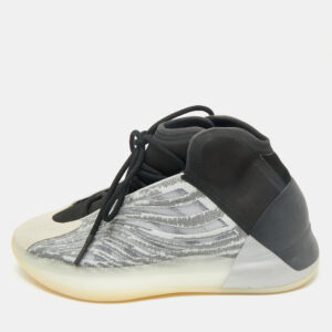 Yeezy x Adidas Grey/Black Mesh and Knit Fabric QNTM Sneakers Size 42.5