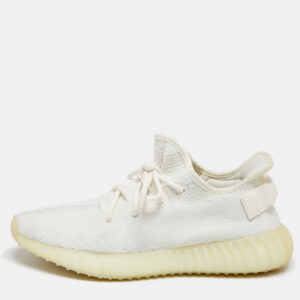 Yeezy x Adidas White Knit Fabric Boost 350 V2 Triple White Sneakers Size 42