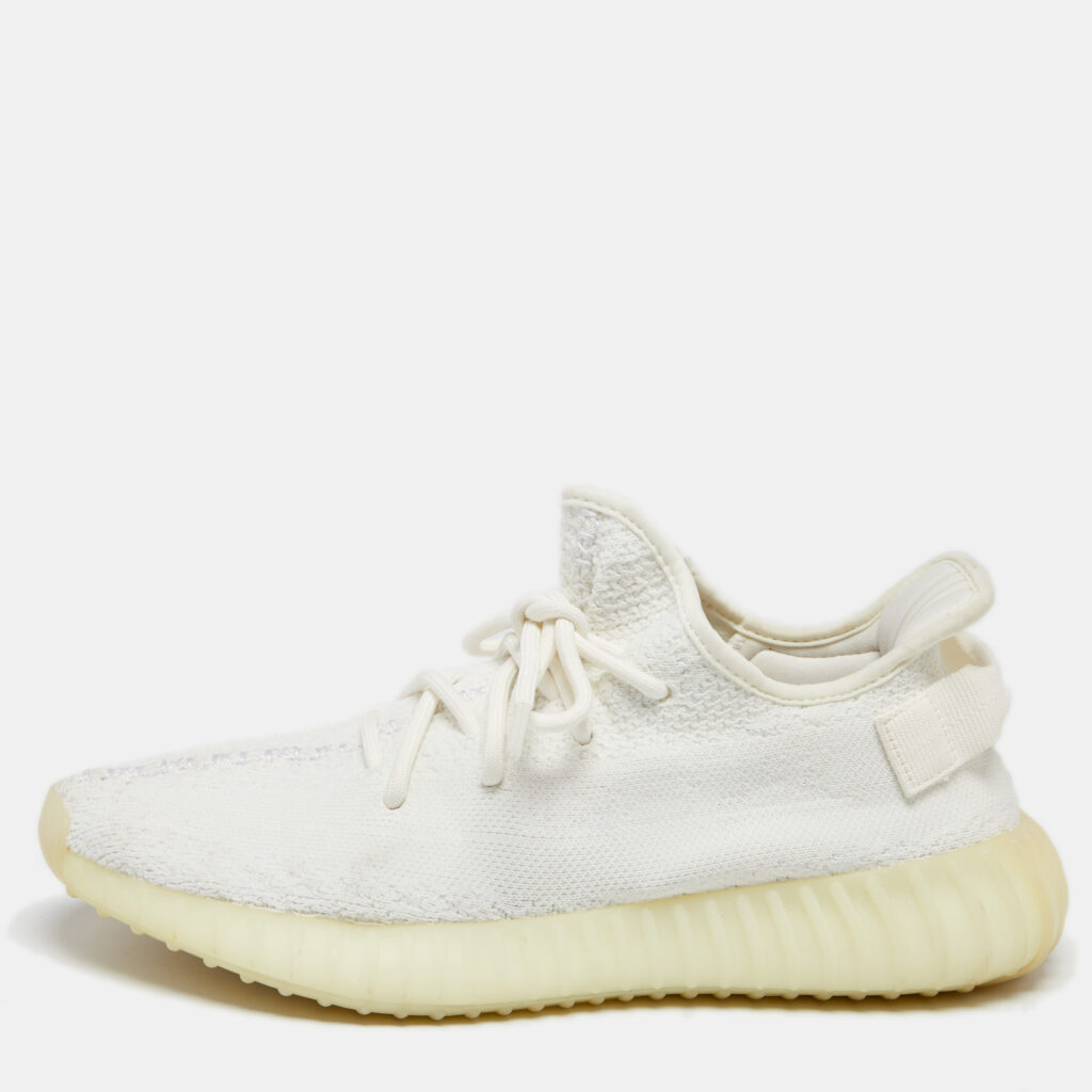 luxury-men-yeezy-x-adidas-used-shoes-p644267-007-2 Yeezy x Adidas White Knit Fabric Boost 350 V2 Triple White Sneakers Size 42