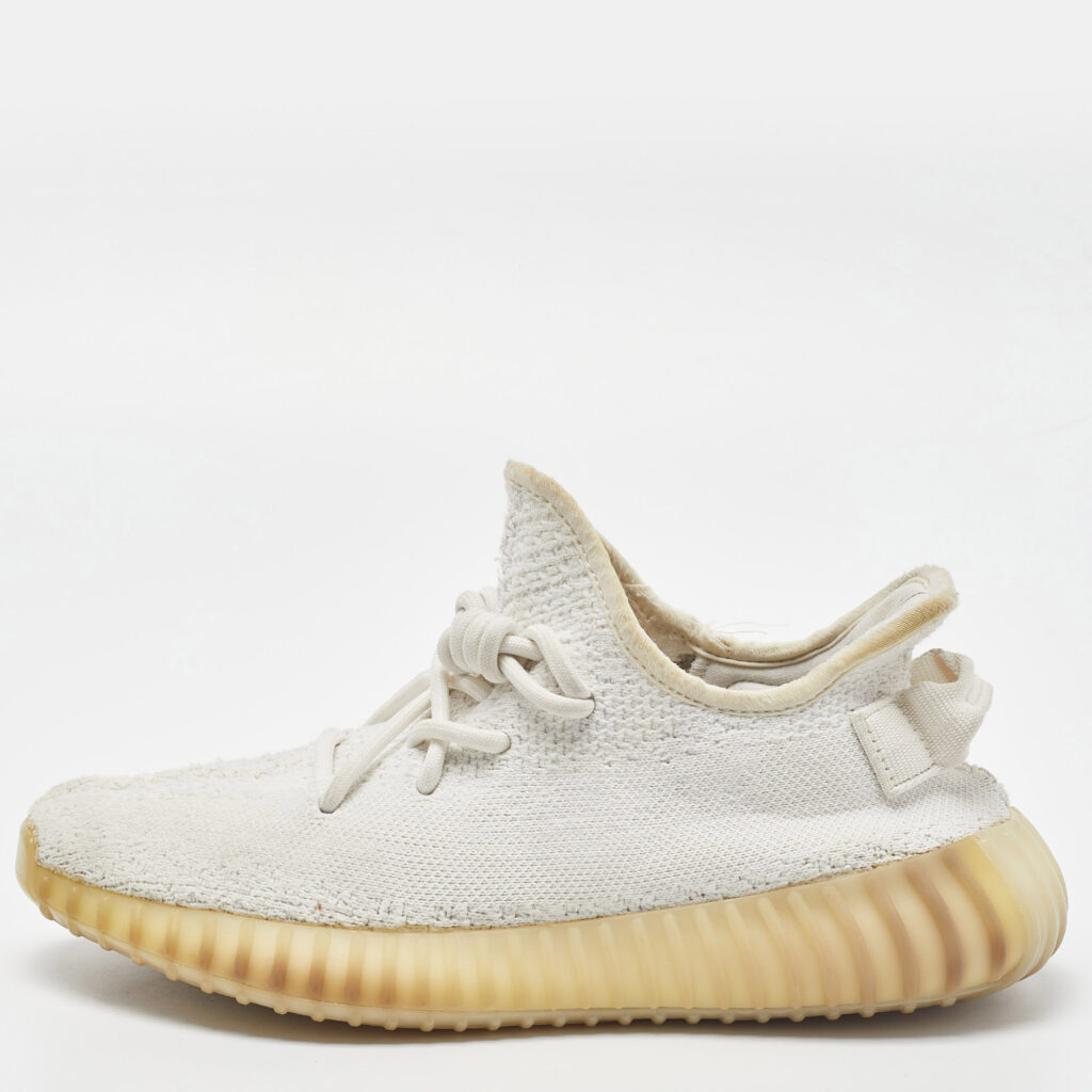 luxury-men-yeezy-x-adidas-used-shoes-p843676-002 Yeezy x Adidas Cream Knit Fabric Boost 350 V2 Cream Sneakers Size 38 2/3