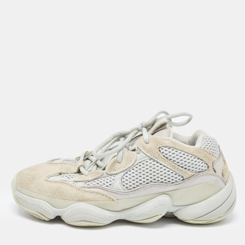 luxury-men-yeezy-x-adidas-used-shoes-p892256-001 Yeezy x Adidas Two Tone Suede and Mesh Yeezy 500 Salt Sneakers Size 38