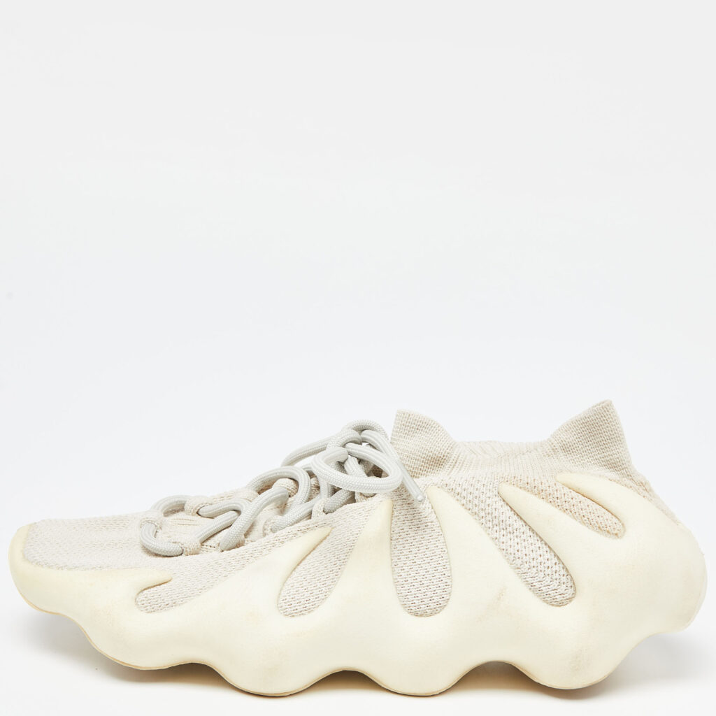 luxury-men-yeezy-x-adidas-used-shoes-p904125-009 Yeezy x Adidas Off White Knit Fabric and Rubber Yeezy 450 Cloud White Sneakers Size 38 2/3