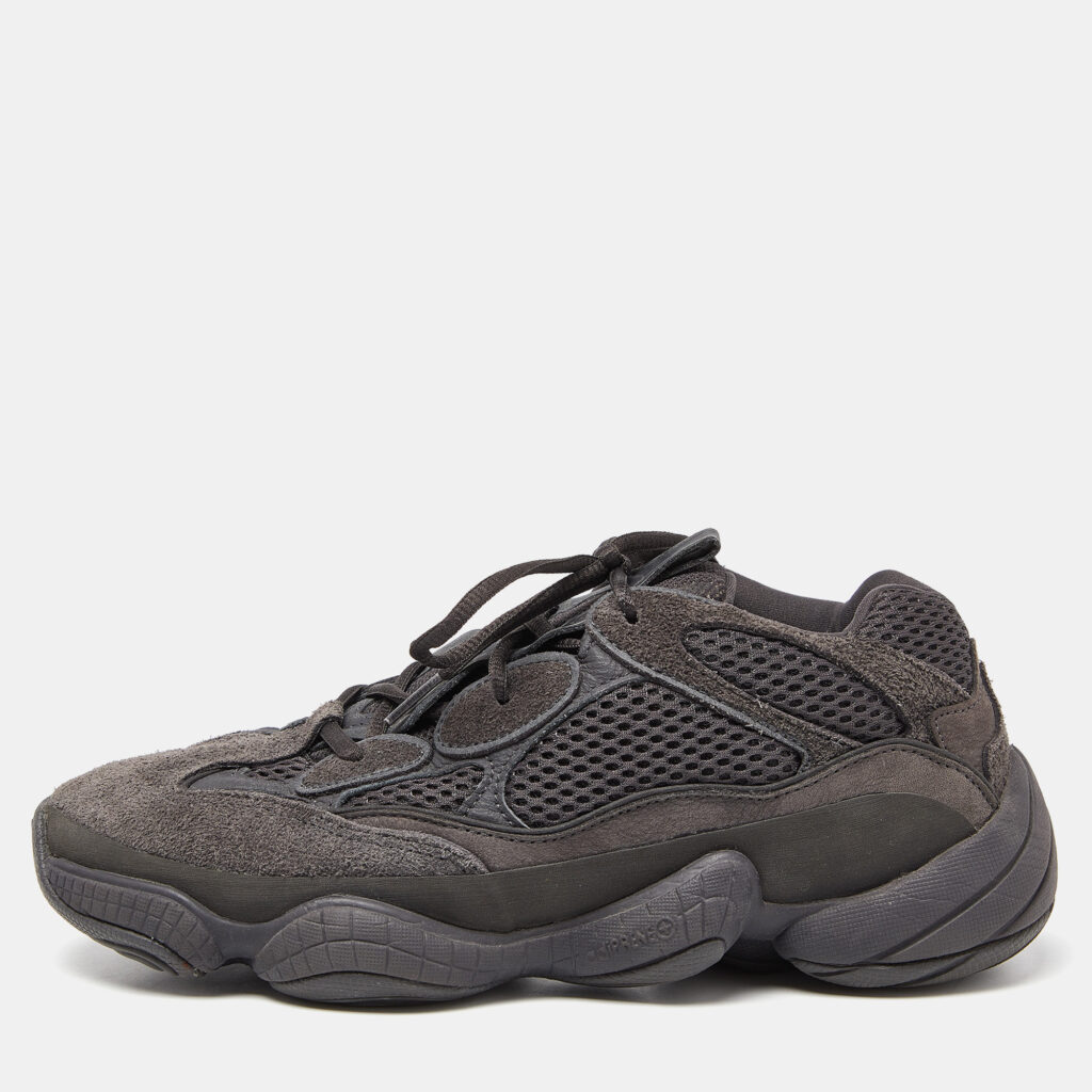luxury-men-yeezy-x-adidas-used-shoes-p907503-007 Yeezy x Adidas Black Suede and Mesh Boost 500 Utility Sneakers Size 42