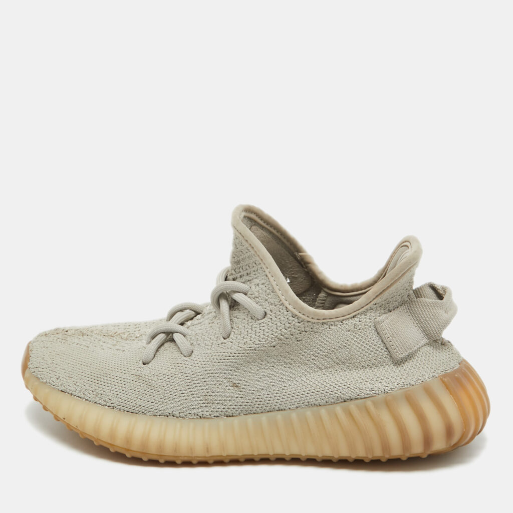 luxury-men-yeezy-x-adidas-used-shoes-p939211-001 Yeezy x Adidas Grey Knit Fabric Boost 350 V2 Sesame Sneakers Size 37 1/3