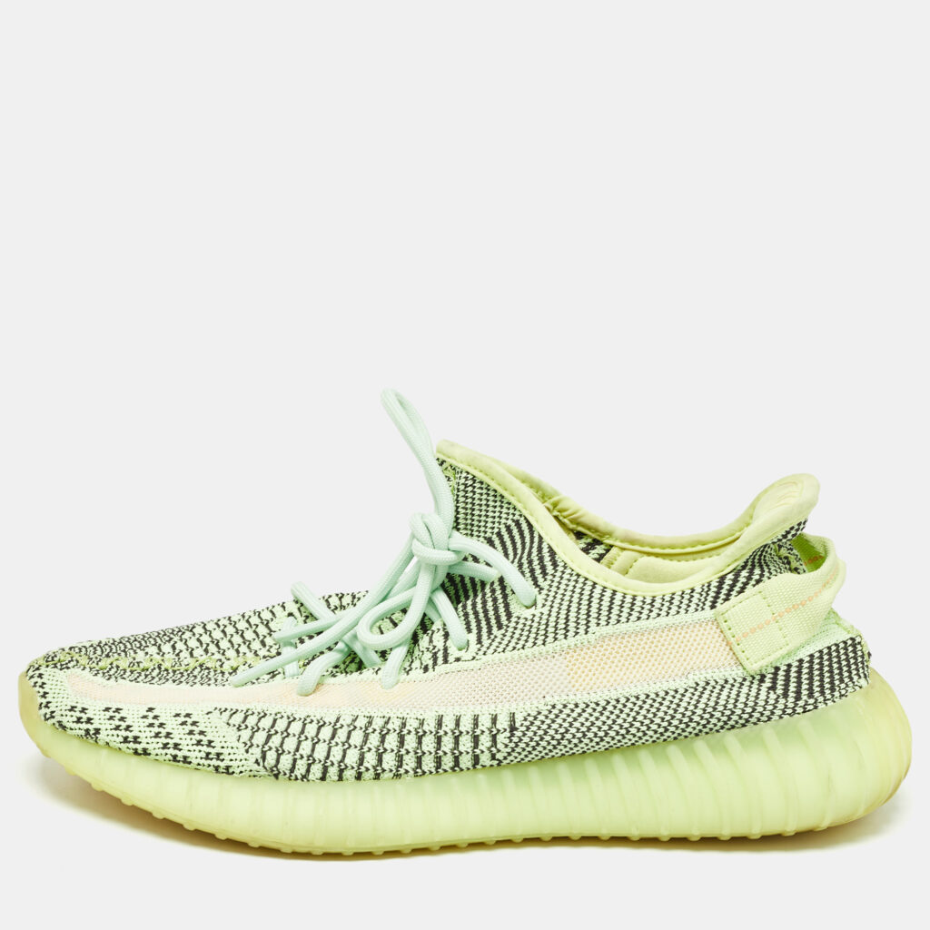 luxury-men-yeezy-x-adidas-used-shoes-p976781-001 Yeezy x Adidas Neon Yellow Knit Fabric Boost 350 V2 Semi Frozen Yellow Sneakers Size 43 2/3