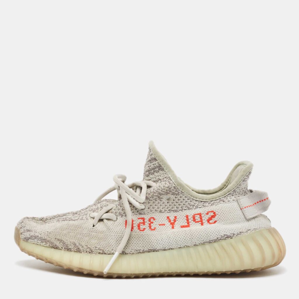 luxury-men-yeezy-x-adidas-used-shoes-p988700-001 Yeezy x Adidas Two Tone Knit Fabric Boost 350 V2 Blue Tint Sneakers Size 40 2/3