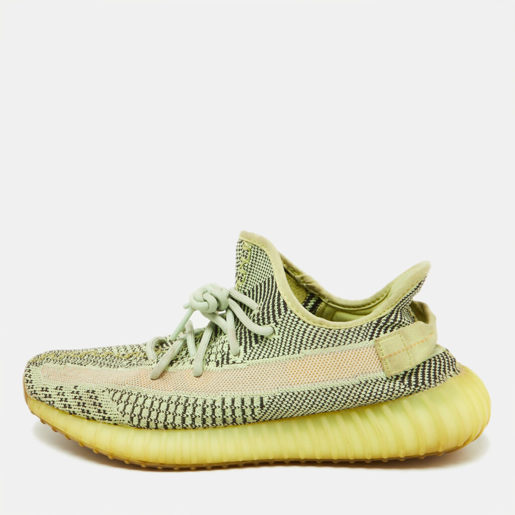 luxury-men-yeezy-x-adidas-used-shoes-p996557-001 Yeezy x Adidas Neon Green Knit Fabric Boost 350 V2 Yeezreel (Non Reflective) Sneakers Size 43 1/2