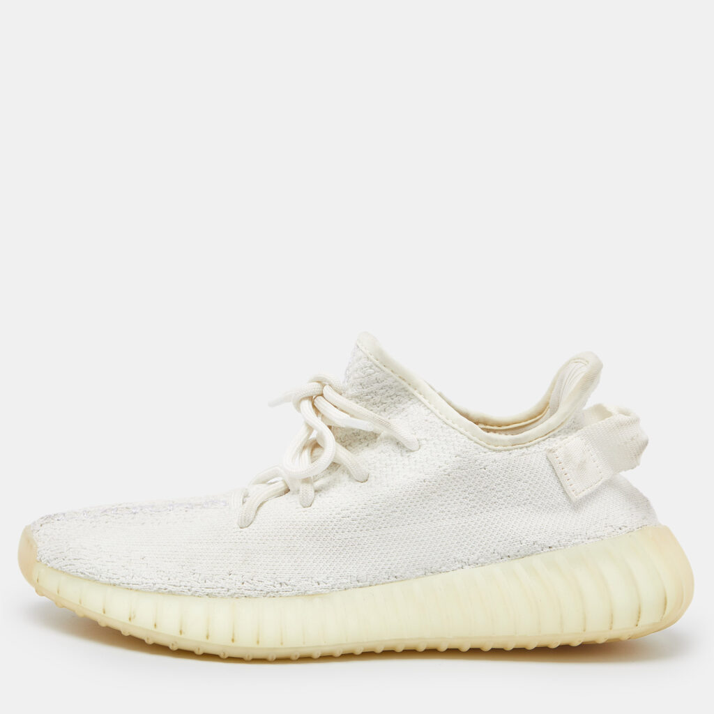 luxury-men-yeezy-x-adidas-used-shoes-p999909-008 Yeezy x Adidas White Knit Fabric Boost 350 V2 Triple White Sneakers Size 38 2/3