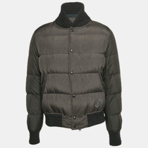 Yves Saint Laurent Grey Synthetic Puffer Down Jacket XXL