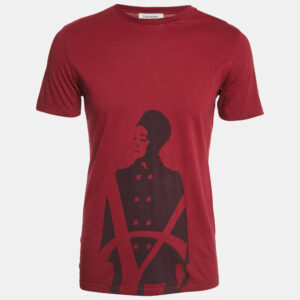 Yves Saint Laurent Vintage Red Printed Cotton Crew Neck T-Shirt S