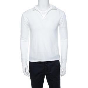 Yves Saint Laurent White Cotton Long Sleeve Polo T-Shirt XL