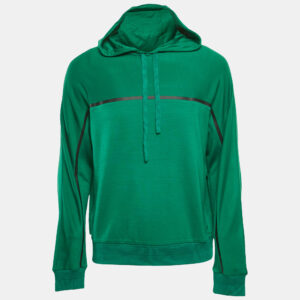 Technmerino Z Zegna Green Wool Jersey Hooded Sweatshirt M