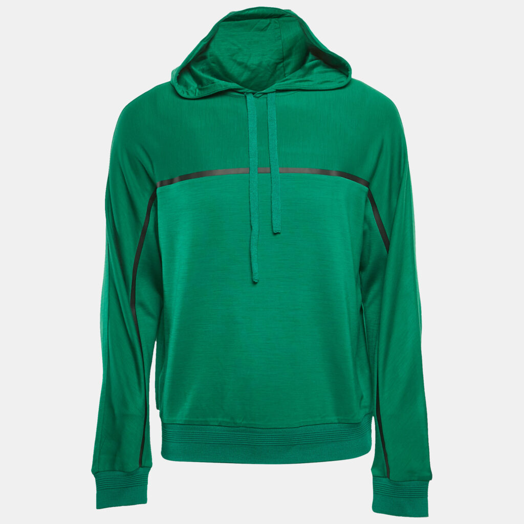 Technmerino Z Zegna Green Wool Jersey Hooded Sweatshirt M